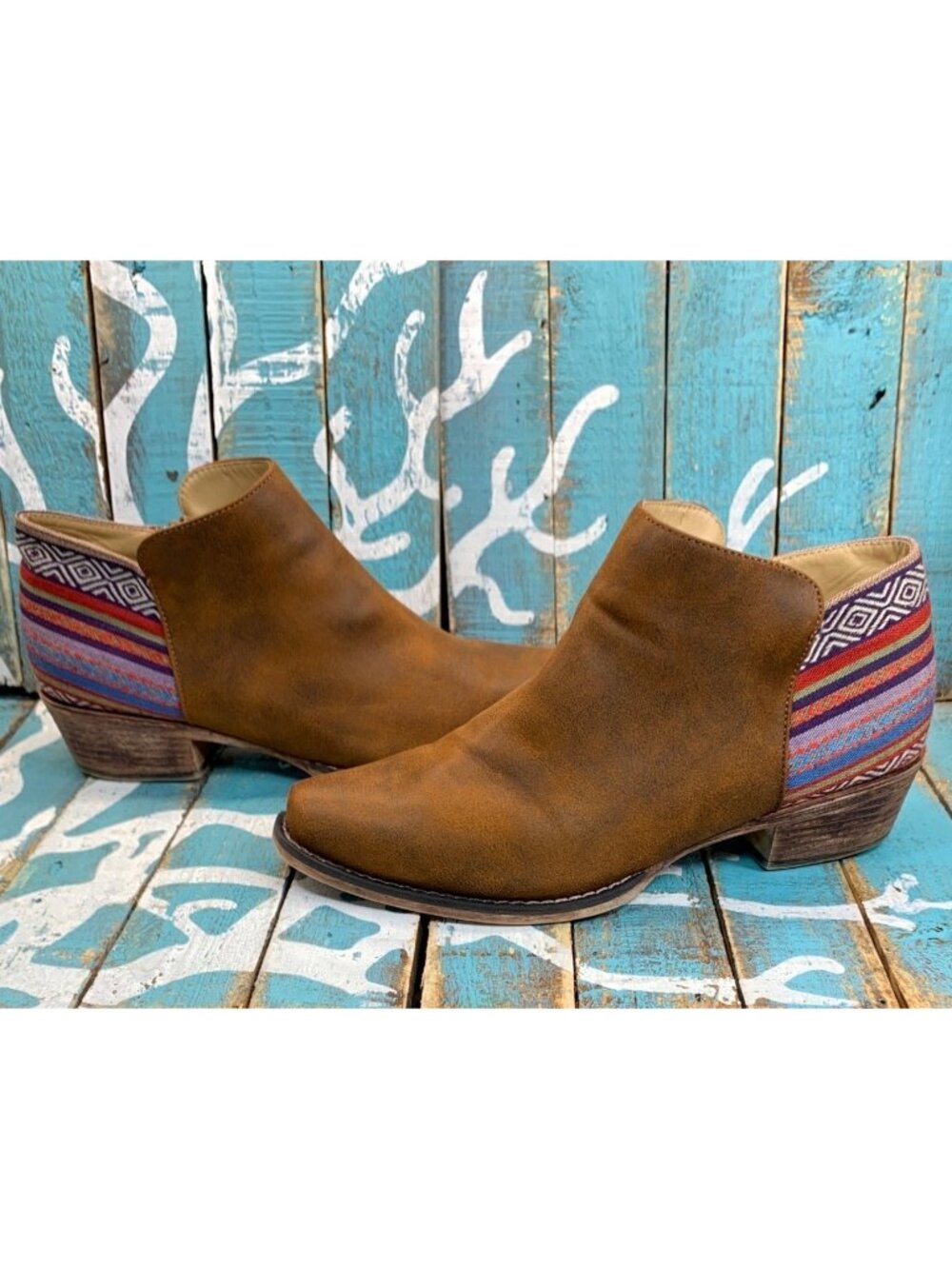 Roper Serape Heel Fashion Booties Snip Toe Ankle Boots Womans Sz 10 EUC
